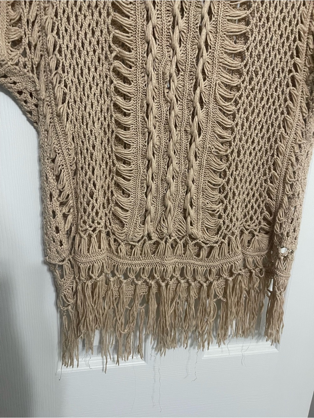 Women’s Beige Crochet Fringe Top - Picture 5 of 8